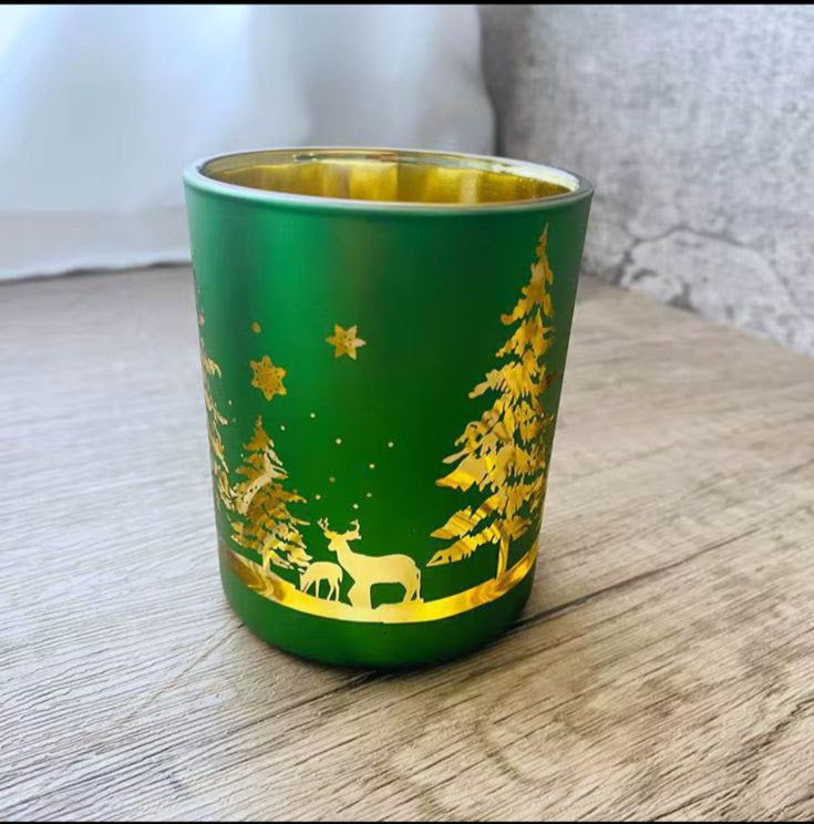 Christmas Gold-Foil Deer Glass Candle Jars| Limited Edition- (Pack Of 6) - AEGJ0027