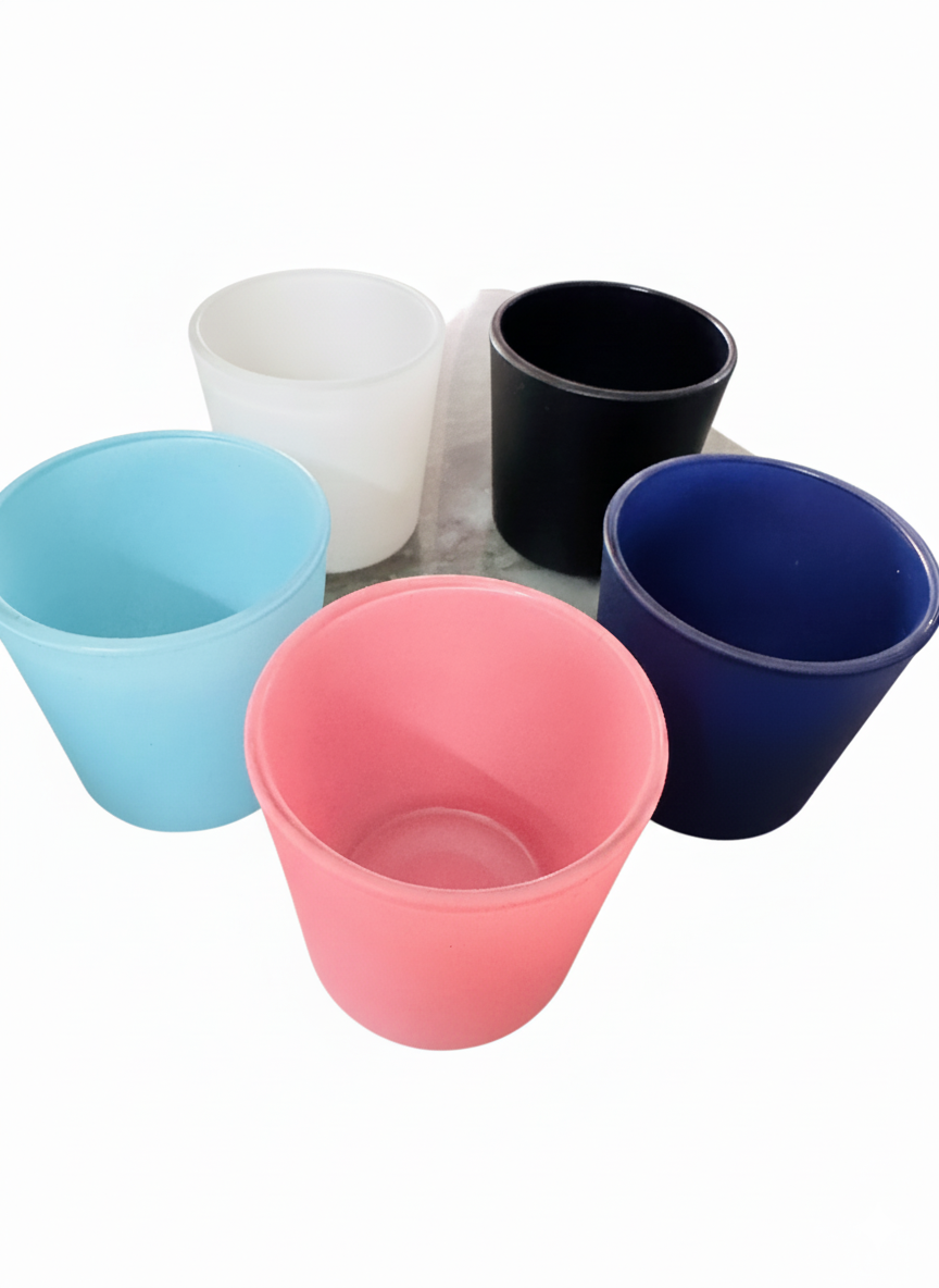 Matte Finish Glass Candle Jars(Pack of 12)- AEGJ0028