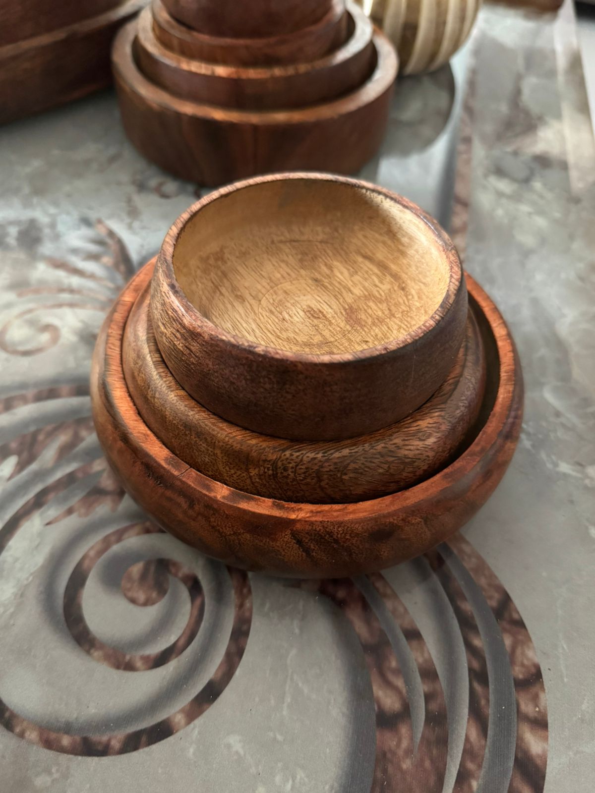 Round Wooden Bowl (Curved Design) - AEWB0004