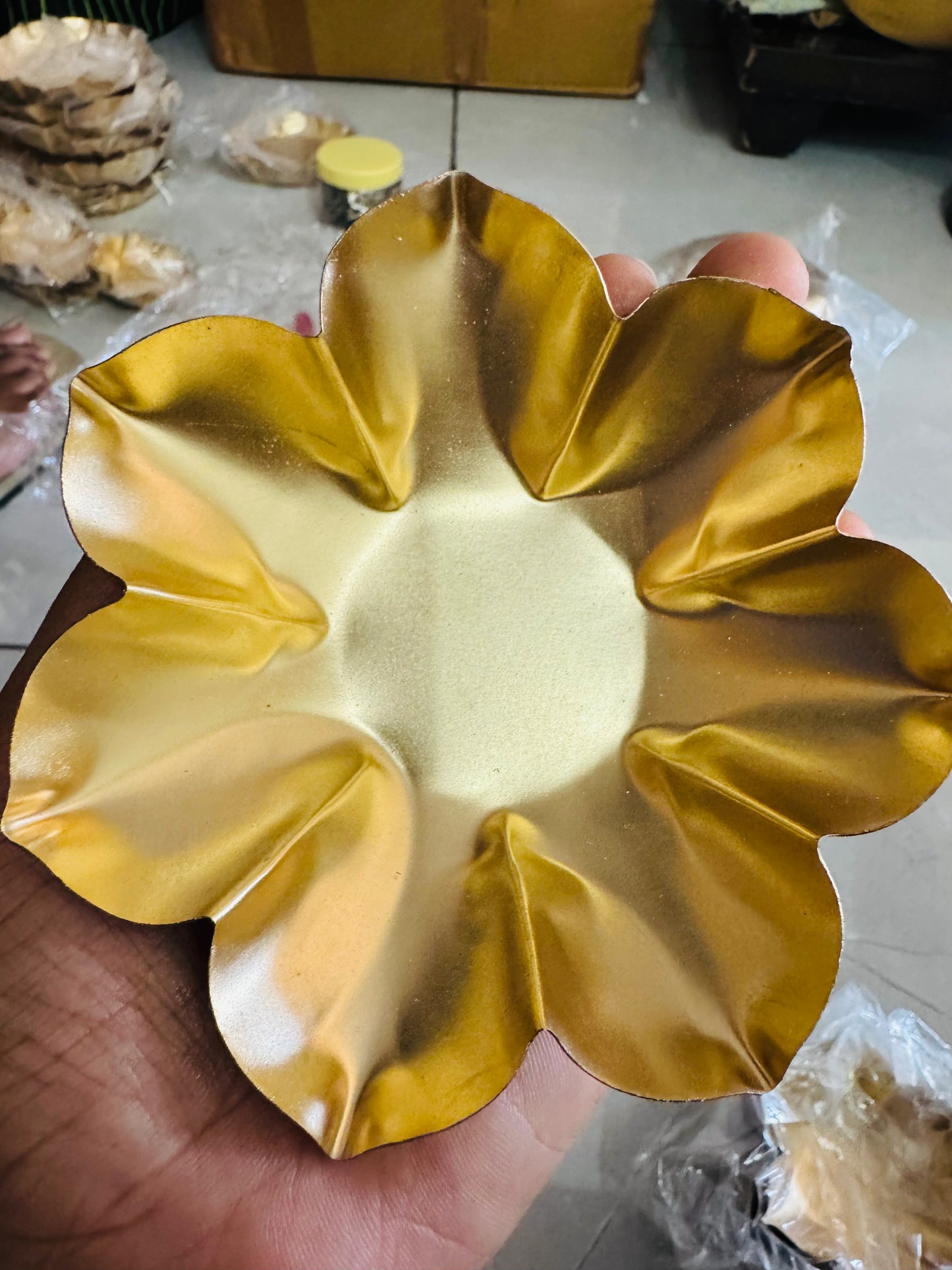 Flower Shaped Metal Urli- Large (5-5.5 inches)- AEMU0018