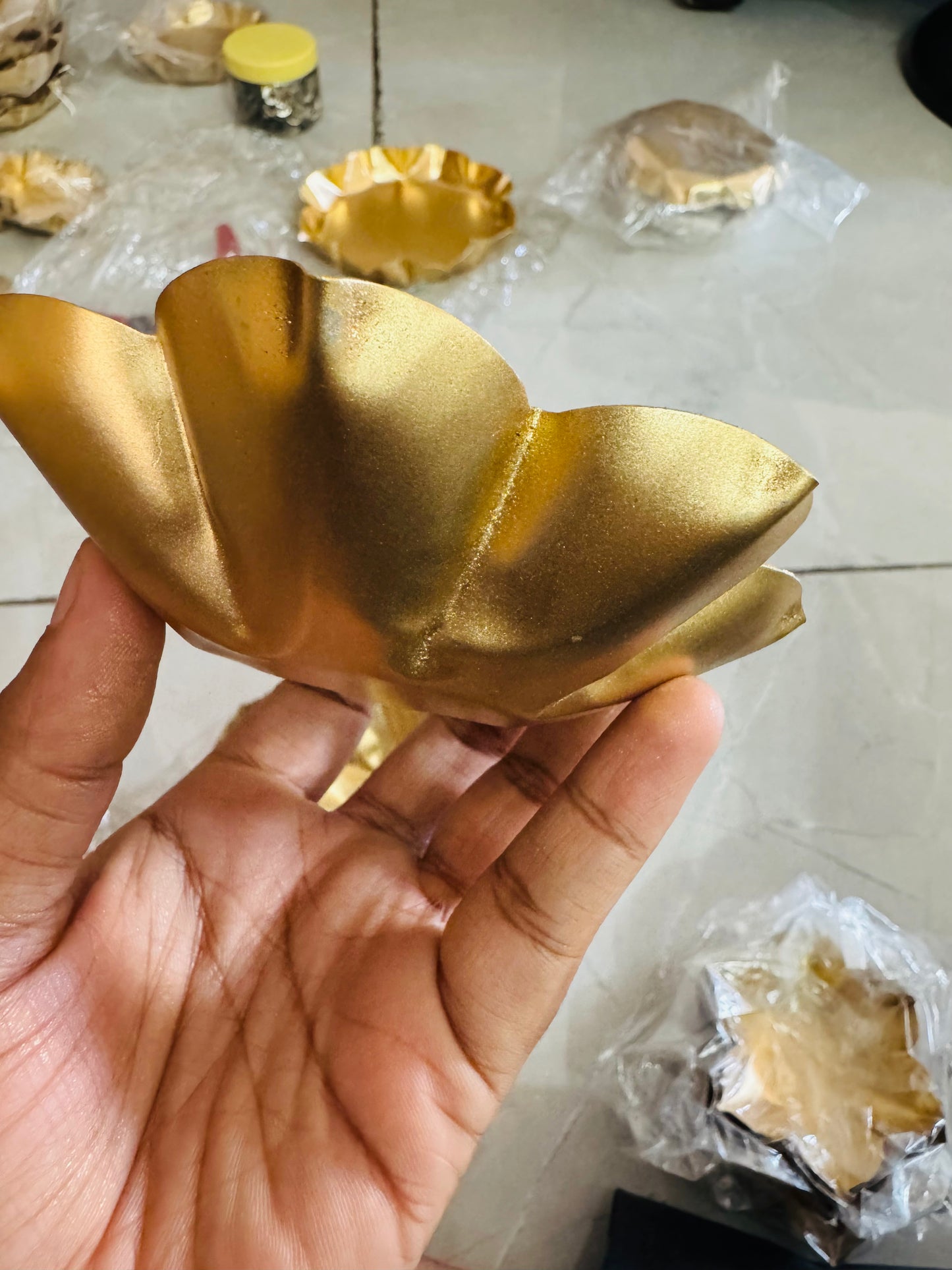 Flower Shaped Metal Urli- Large (5-5.5 inches)- AEMU0018