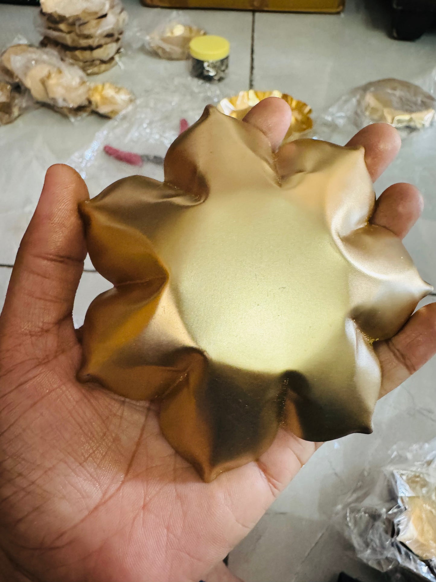 Flower Shaped Metal Urli- Large (5-5.5 inches)- AEMU0018