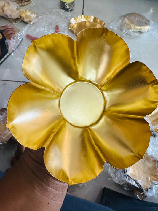 Flower Shaped Metal Urli- Big (7 inches)- AEMU0019