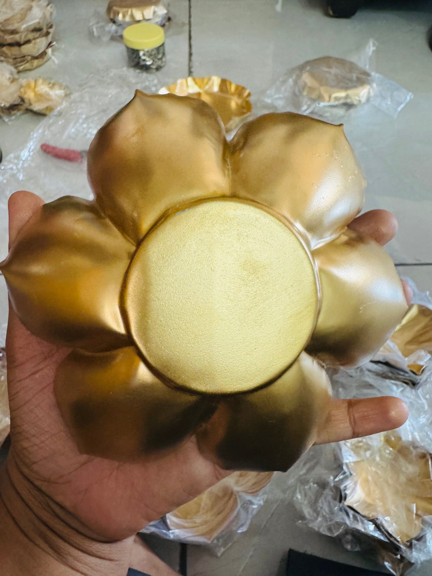 Flower Shaped Metal Urli- Big (7 inches)- AEMU0019