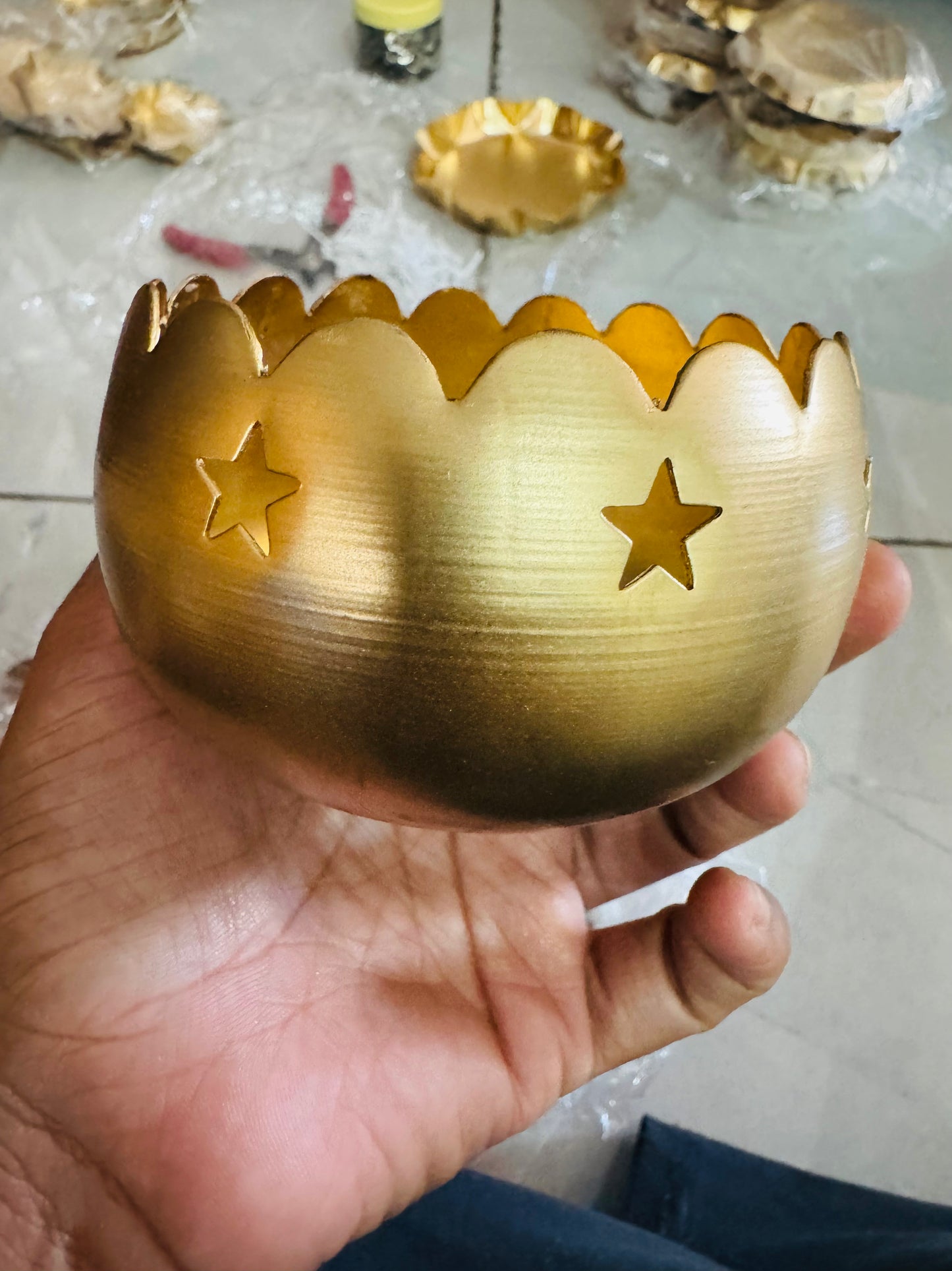 Metal Star Votive Round Bowl - AEMU0007