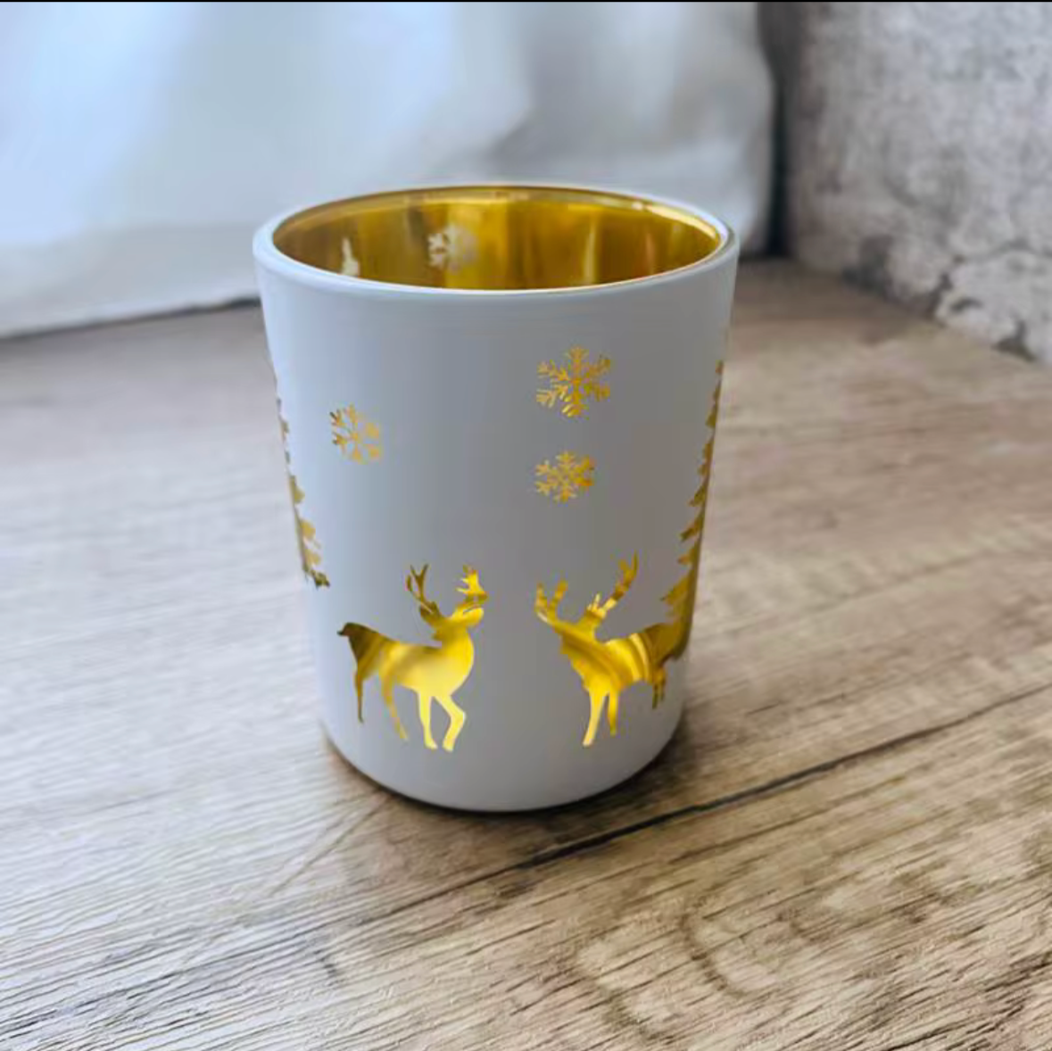 Christmas Gold-Foil Deer Glass Candle Jars| Limited Edition- (Pack Of 6) - AEGJ0027
