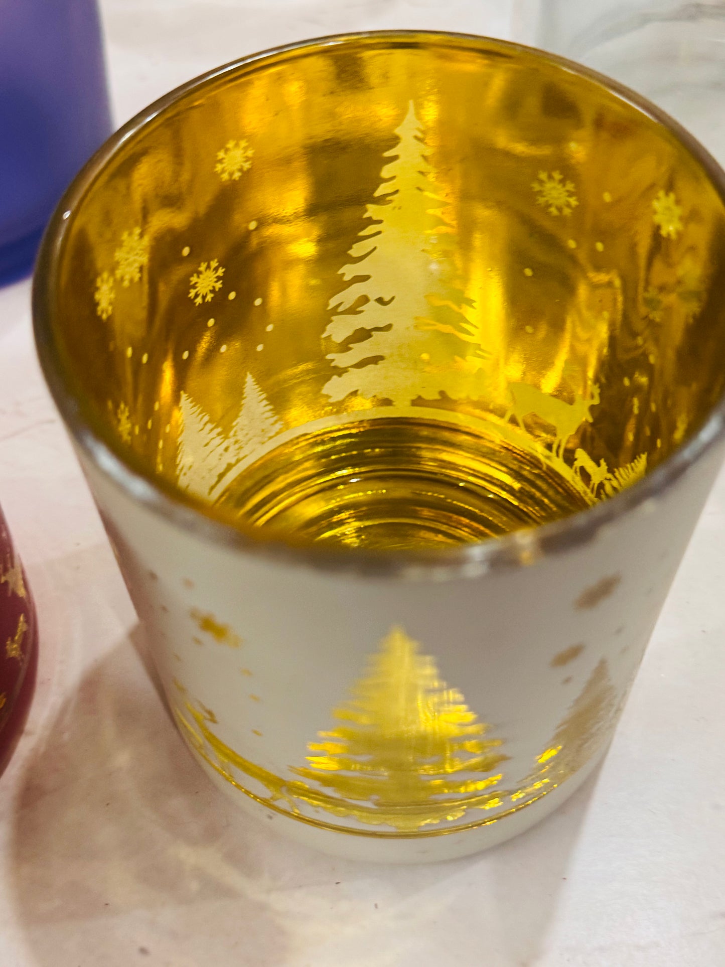 Christmas Gold-Foil Deer Glass Candle Jars| Limited Edition- (Pack Of 6) - AEGJ0027