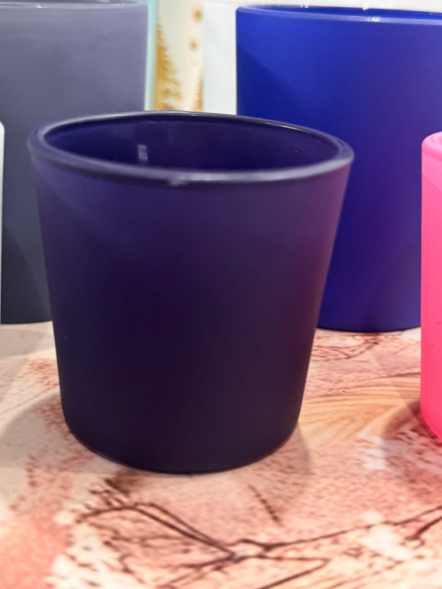 Matte Finish Glass Candle Jars(Pack of 12)- AEGJ0028