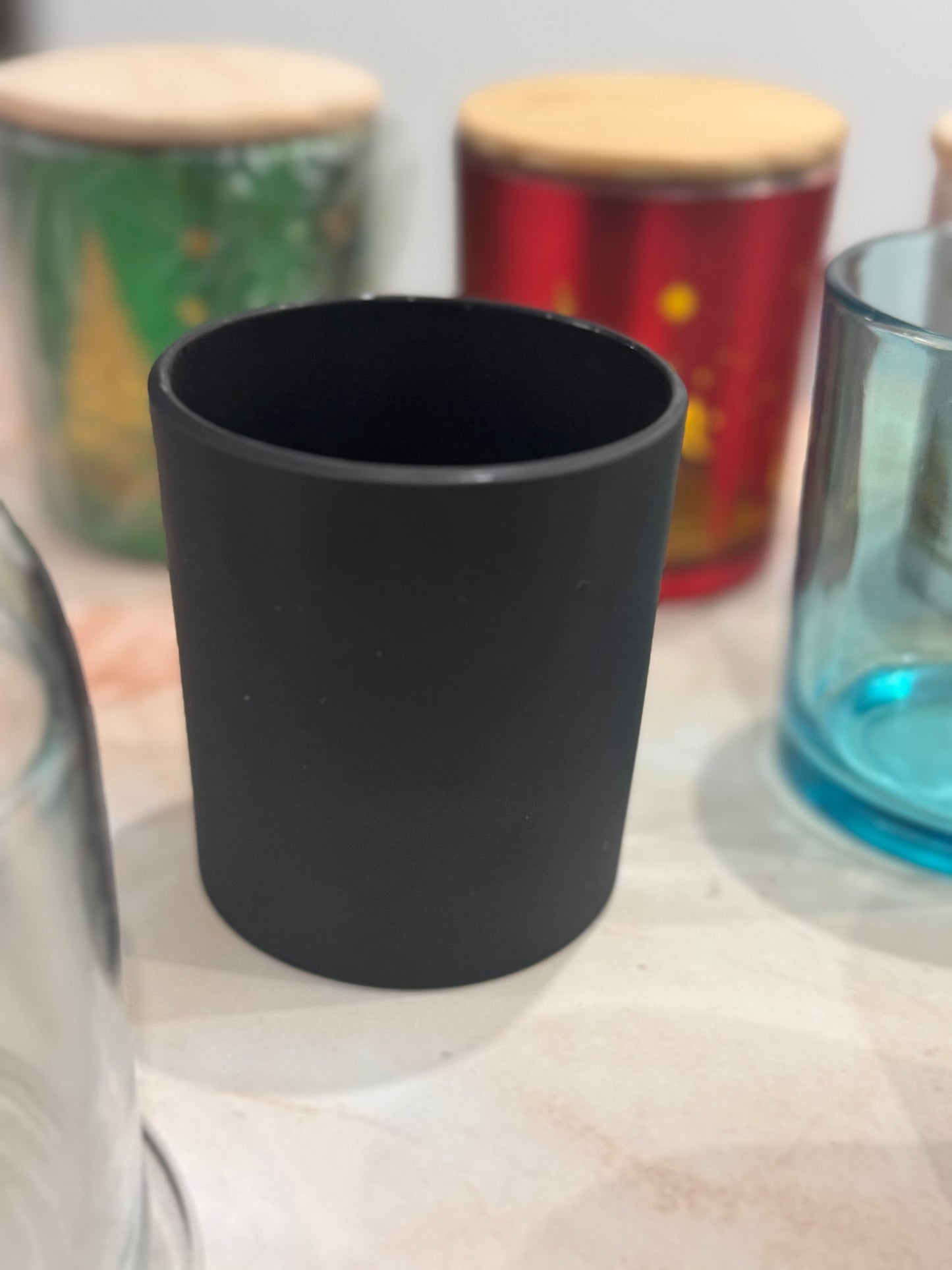 Matte Finish Glass Candle Jars(Pack of 12)- AEGJ0028