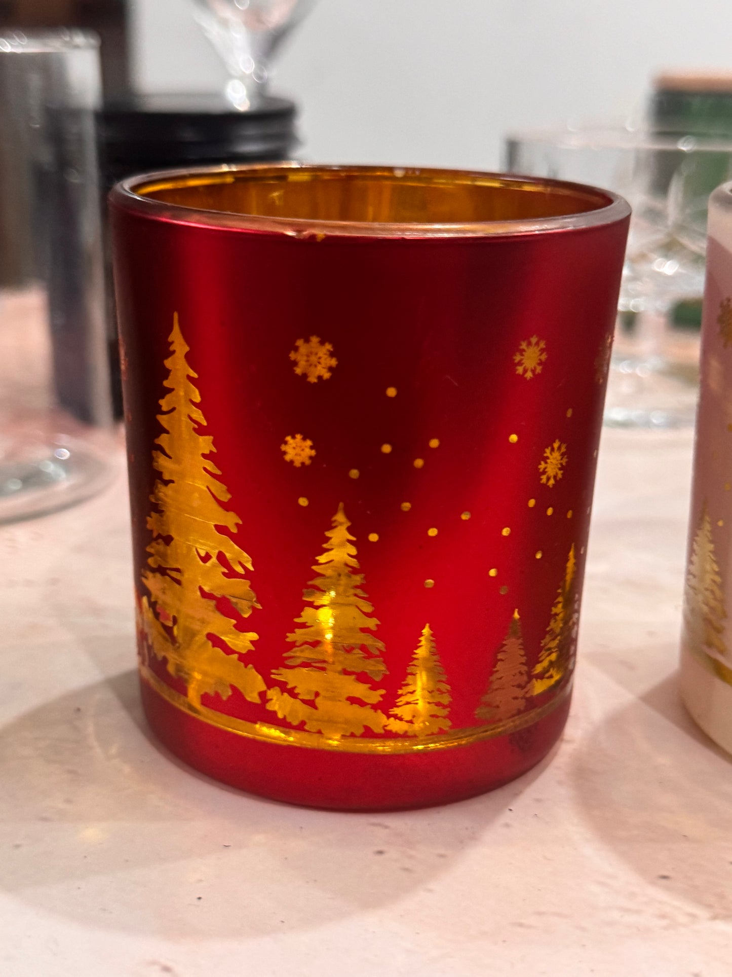 Christmas Gold-Foil Deer Glass Candle Jars| Limited Edition- (Pack Of 6) - AEGJ0027
